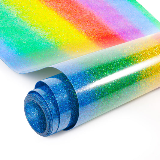 Glitter Rainbow Heat Transfer Vinyl Roll- 12" x 5ft